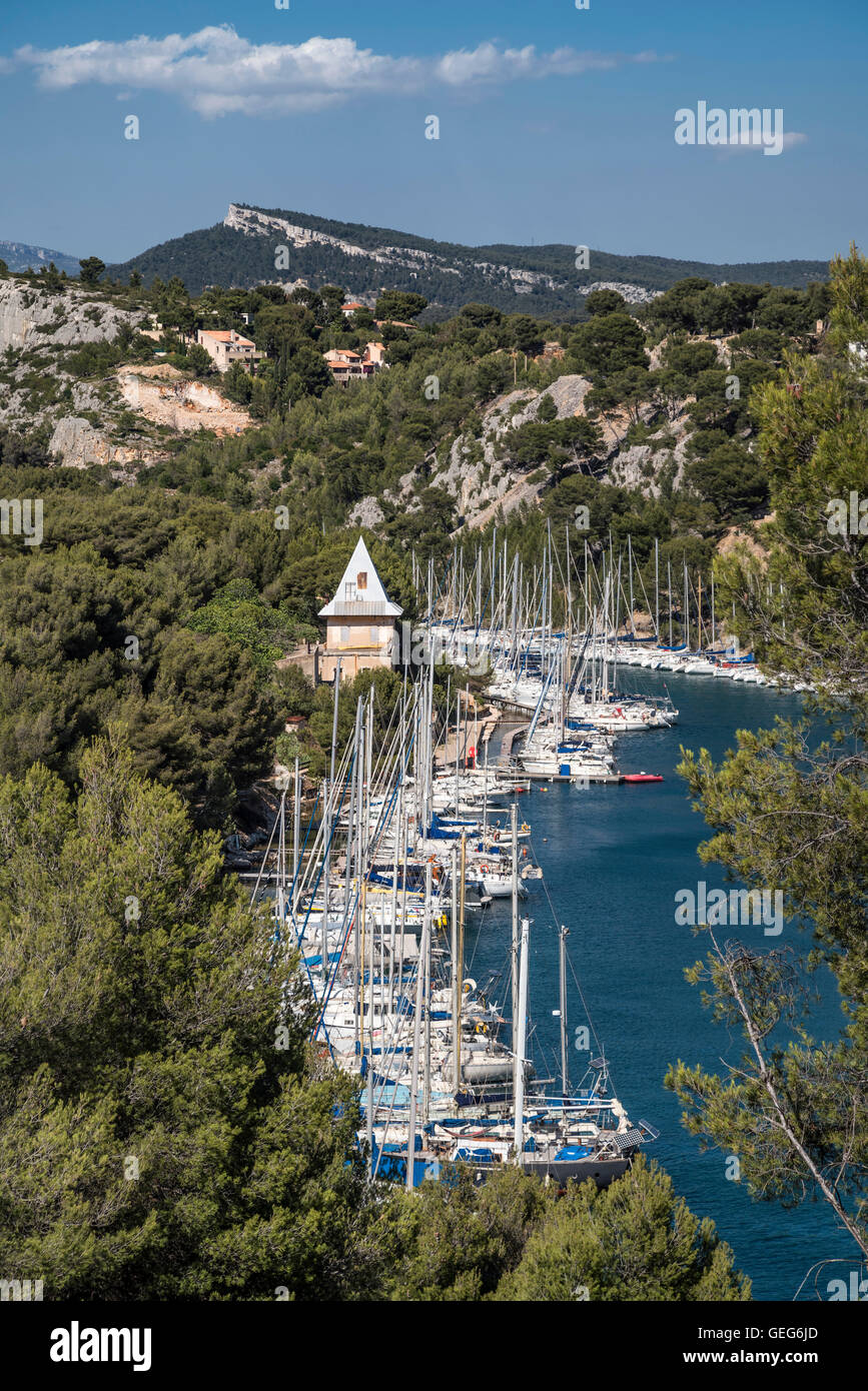 Calanque de Port Miou, Marina, Massif des Calanques, Bouches-du-Rohne, France Stock Photo