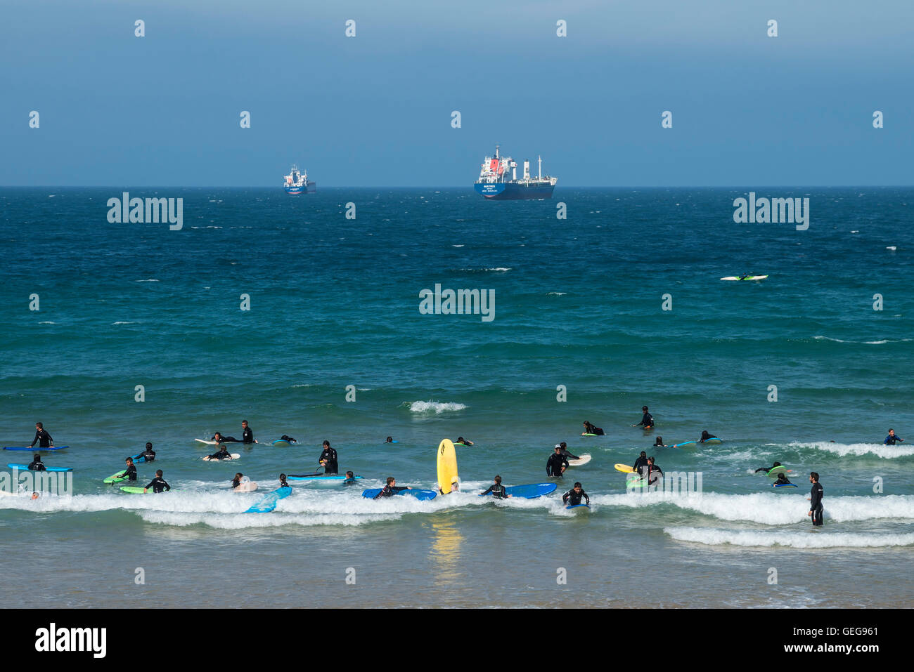 Sardinero beach Surfer Santander Cantabria Spain Stock Photo