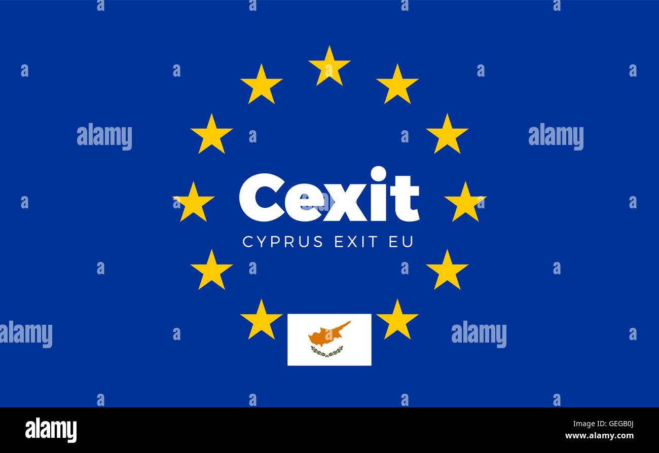 Flag of Cyprus on European Union. Cexit - Cyprus Exit EU Europea Stock Vector