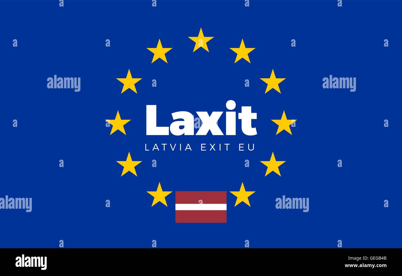 Flag of Latvia on European Union. Laxit - Latvia Exit EU Europea Stock Vector