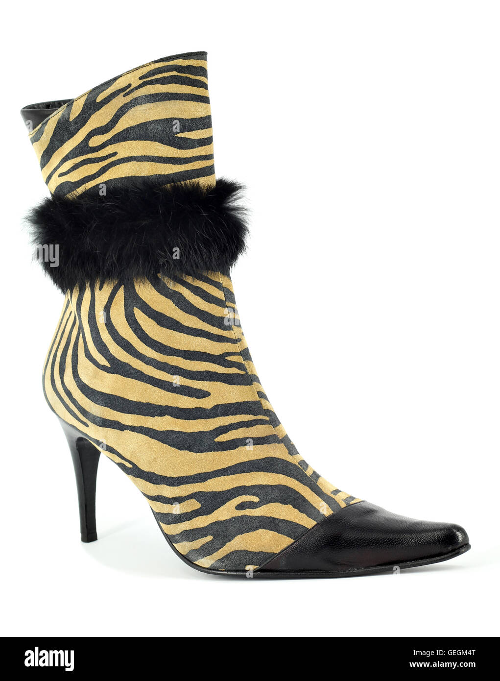 women boot with tiger stripes Stock Photo