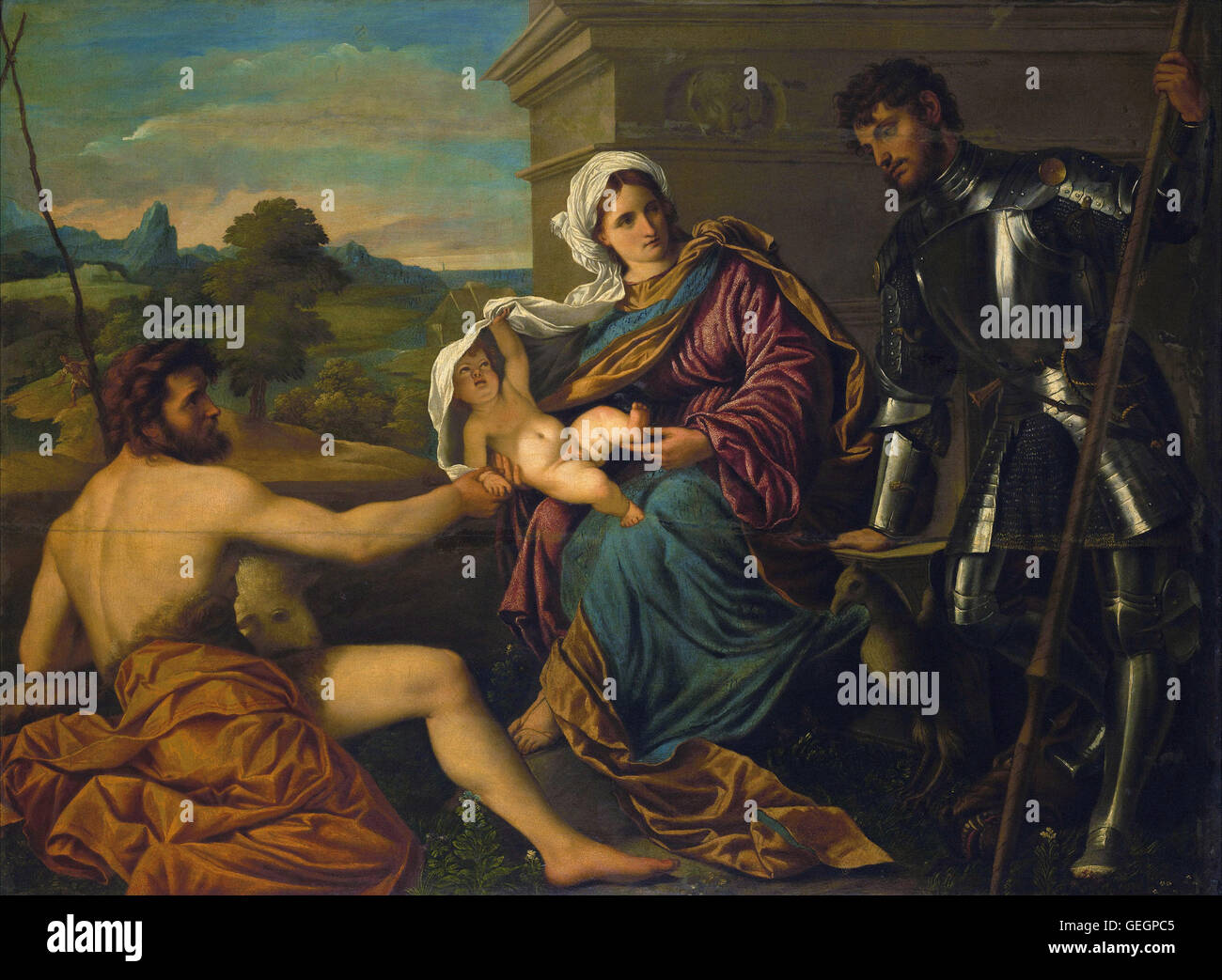 The madonna and child with saint john the baptist hi-res stock ...