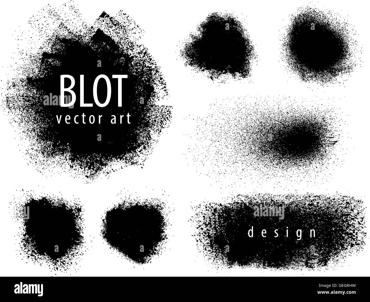 Set of blots, paint sprayer, stained. Vector illustration Stock Vector