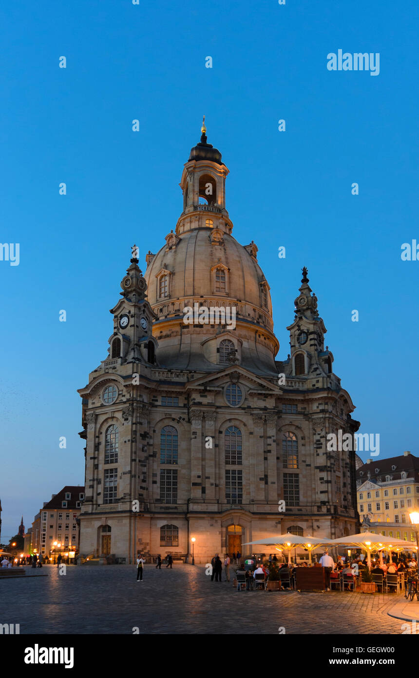 Dresden: square Neumarkt, church Frauenkirche, Germany, Sachsen, Saxony, Stock Photo