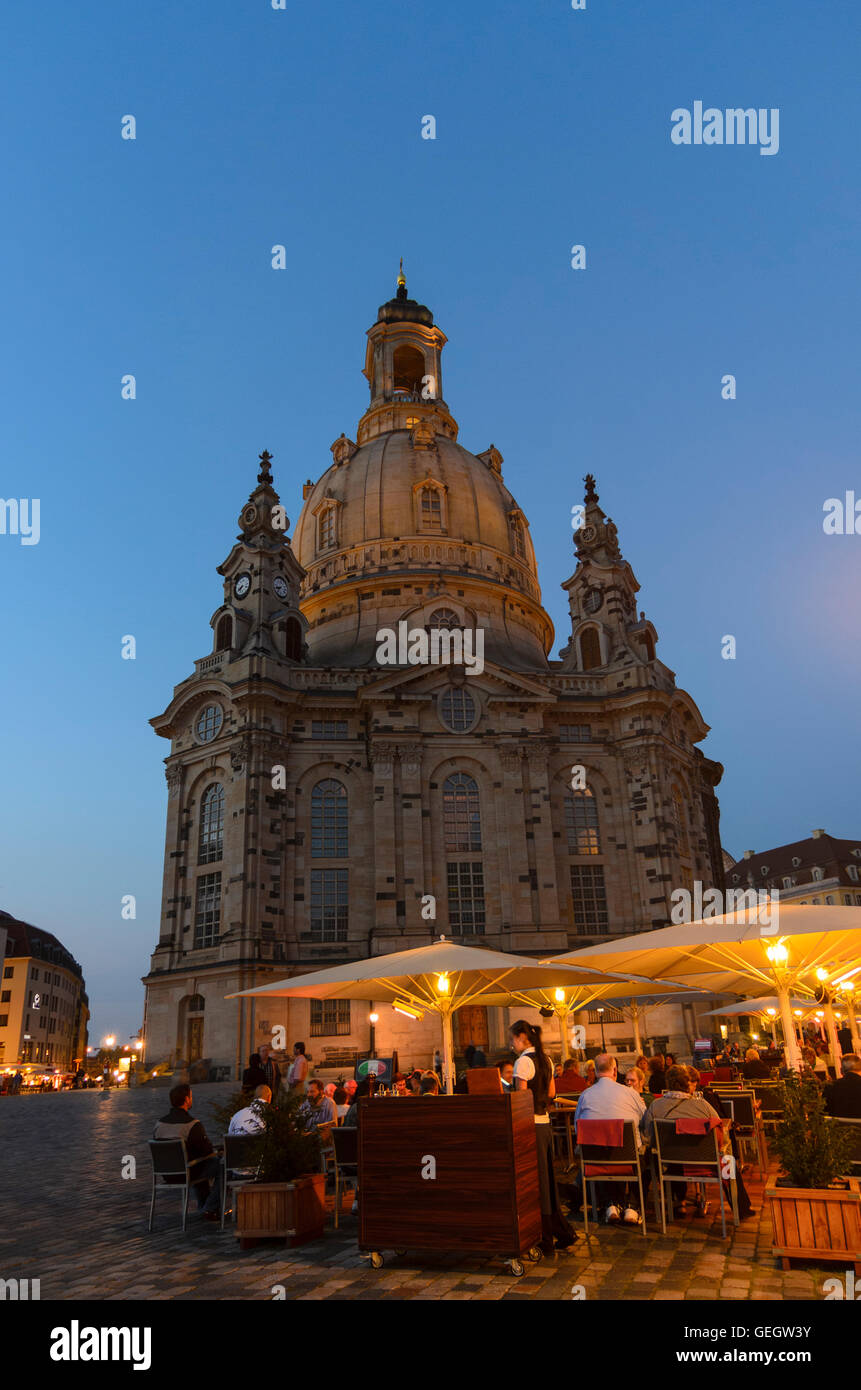Dresden: square Neumarkt, church Frauenkirche, Germany, Sachsen, Saxony, Stock Photo