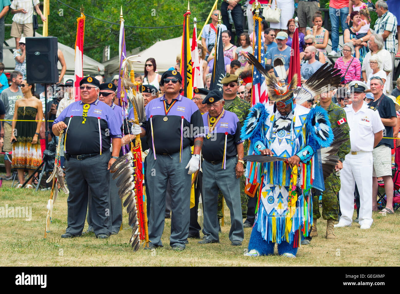 Pow Wow, Native Men, Aboriginal Veterans at the annual Six Nations of