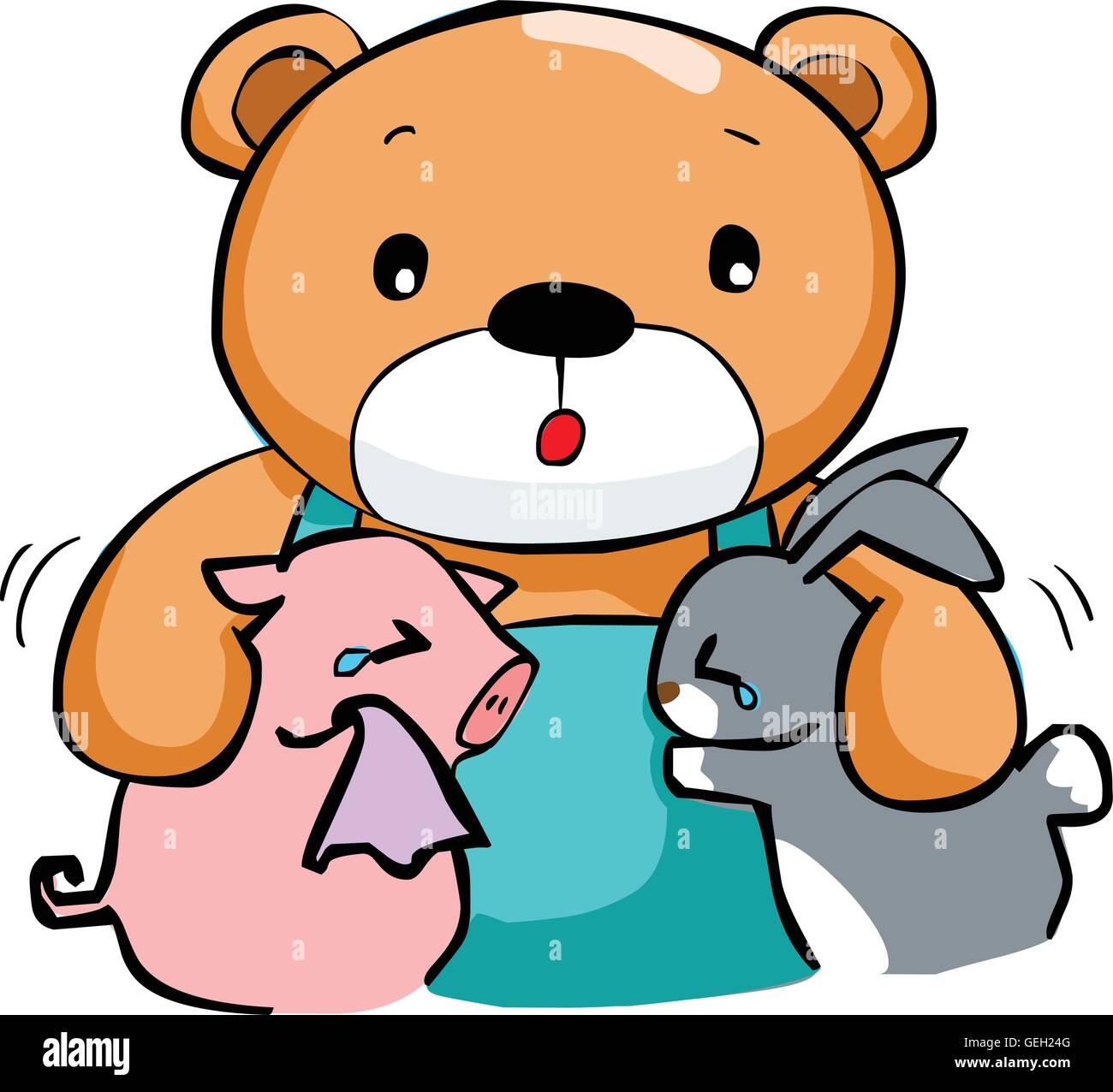 cute big bear and best friend vector illustration Stock Vector