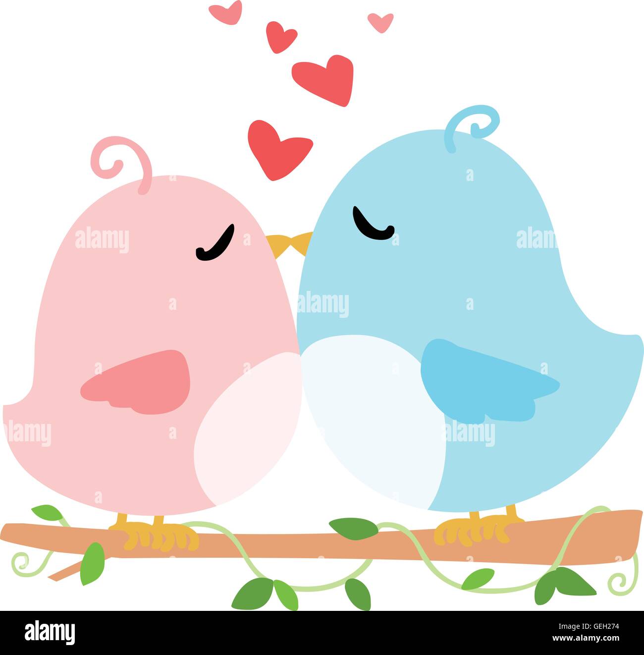 love bird on branch white background vector illustration Stock Vector