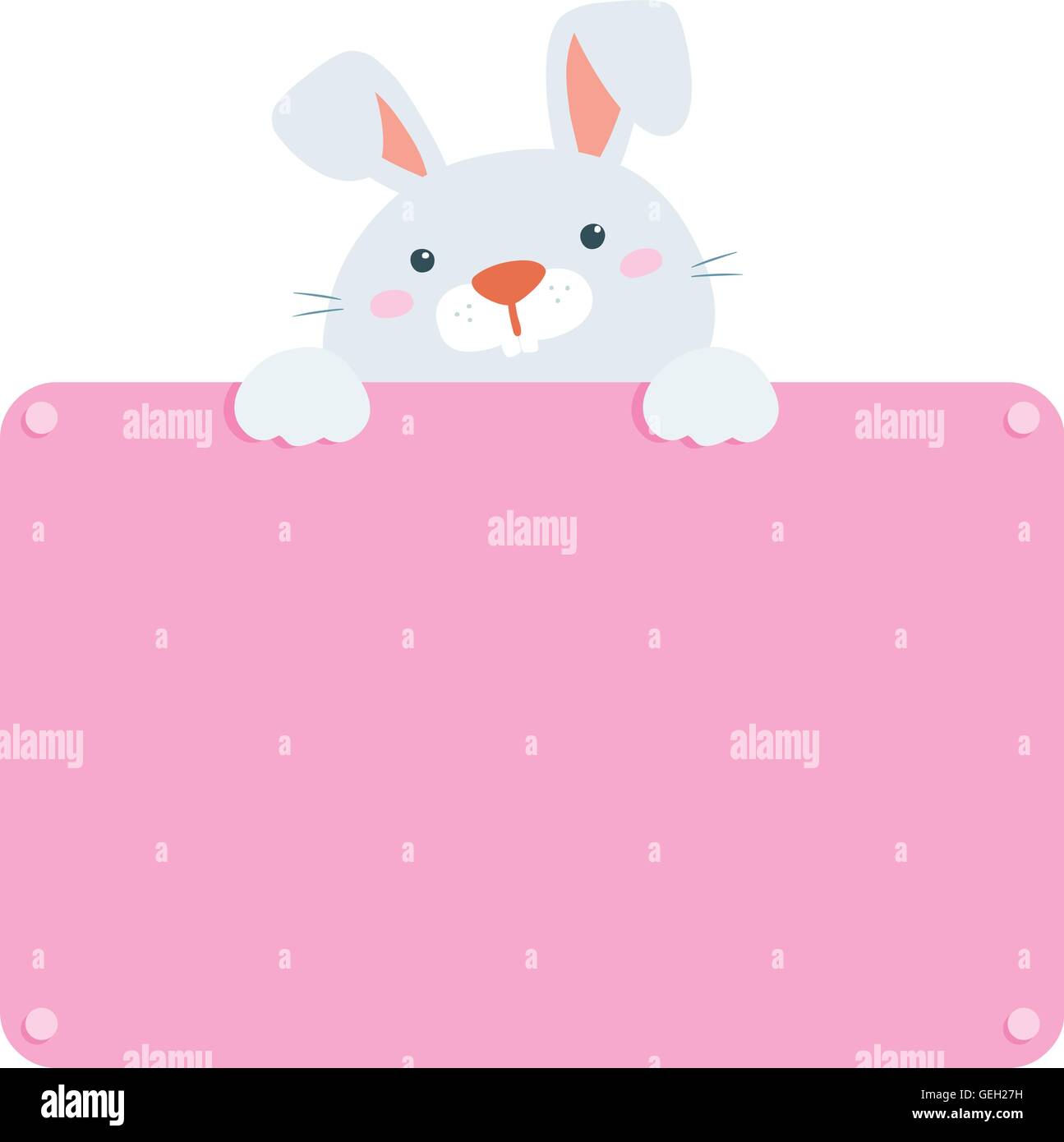 Cute rabbit hold blank board vector illustration Stock Vector