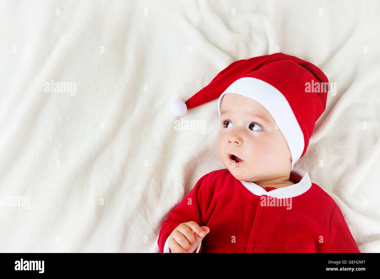 Baby in santa costume Stock Photo Alamy