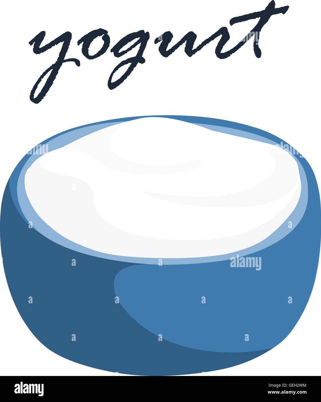 plain yogurt in blue bowl vector illustration Stock Vector Image & Art