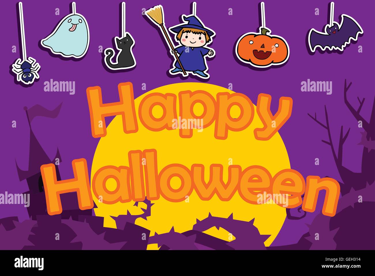 cute halloween background cartoon style vector Stock Vector Image & Art ...