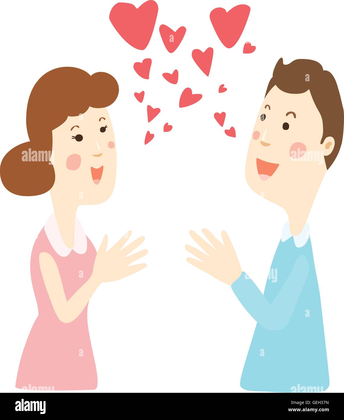 happy couple talk with love vector illustration Stock Vector
