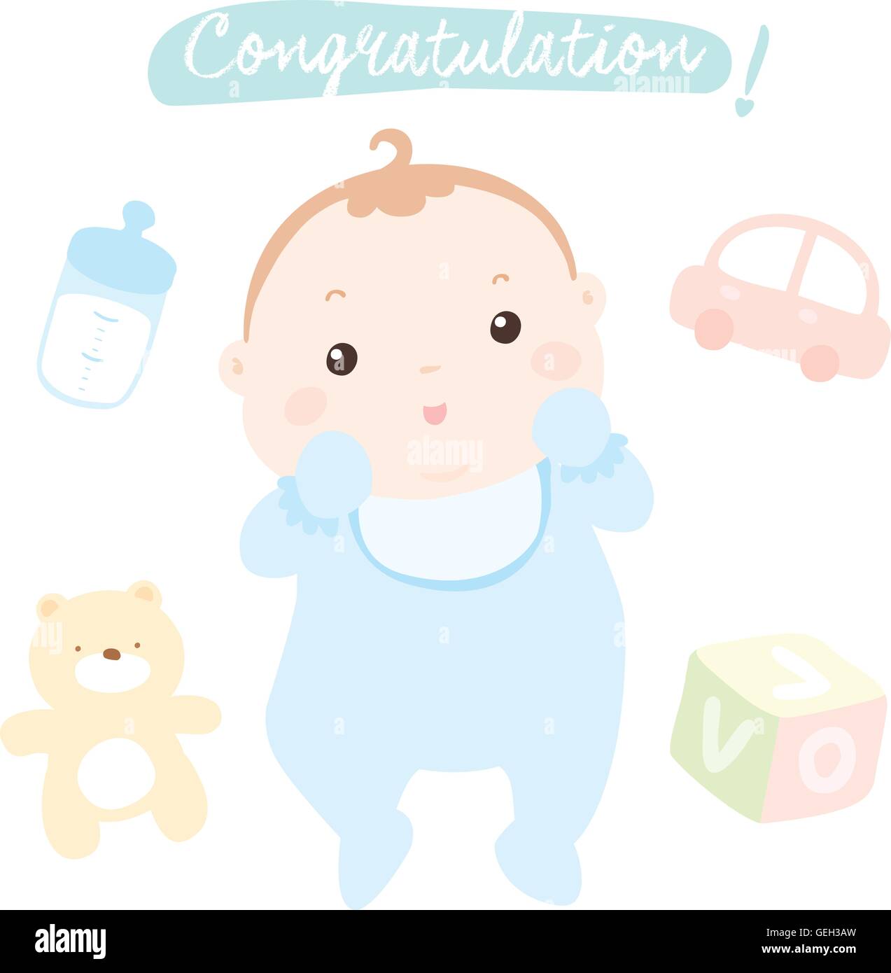 congratulation new little baby boy vector illustration Stock ...