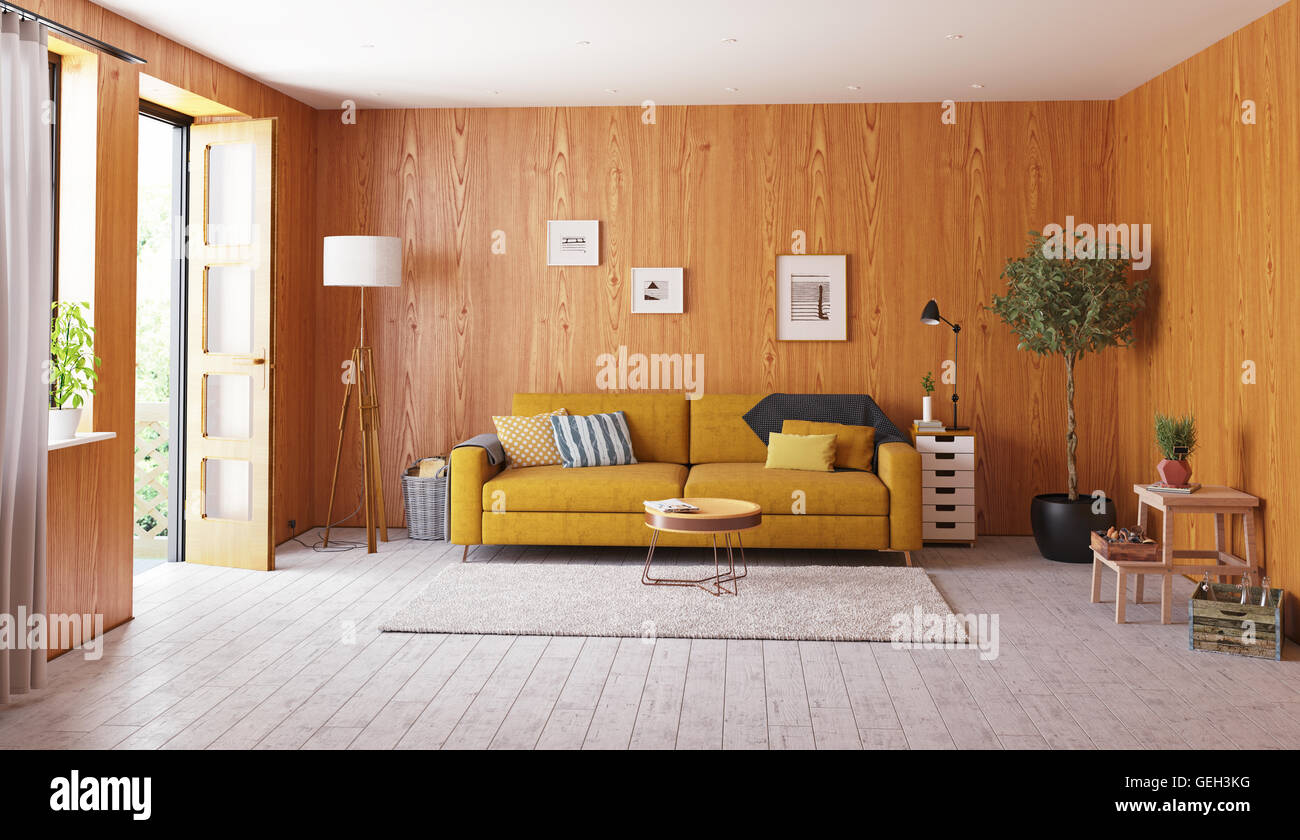 Beautiful Vintage Interior Wooden Walls Concept GEH3KG 