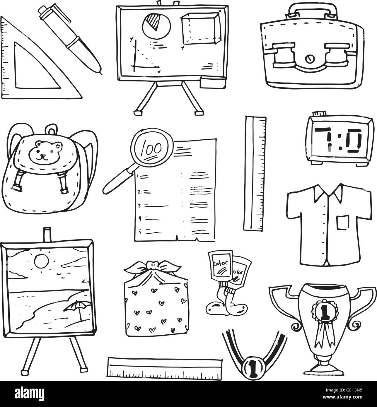 Hand Draw Sketch School Stuff Stock Illustrations – 84 Hand Draw