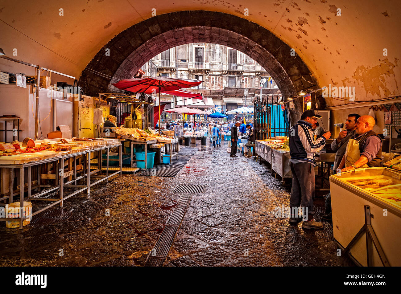Italy Sicily Catania Fish market Stock Photo Alamy