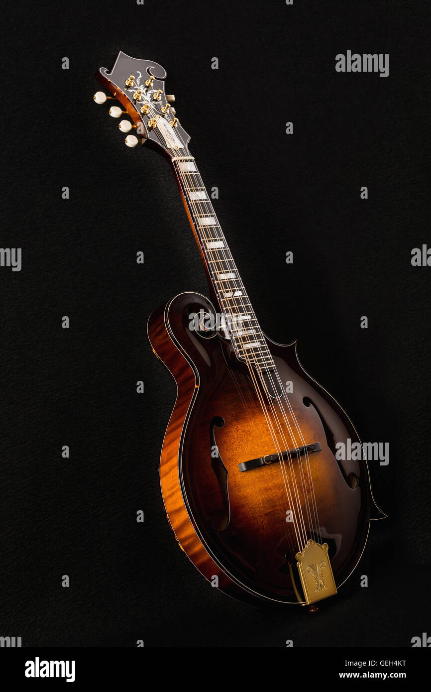 Mandolin isolated on black background Stock Photo Alamy