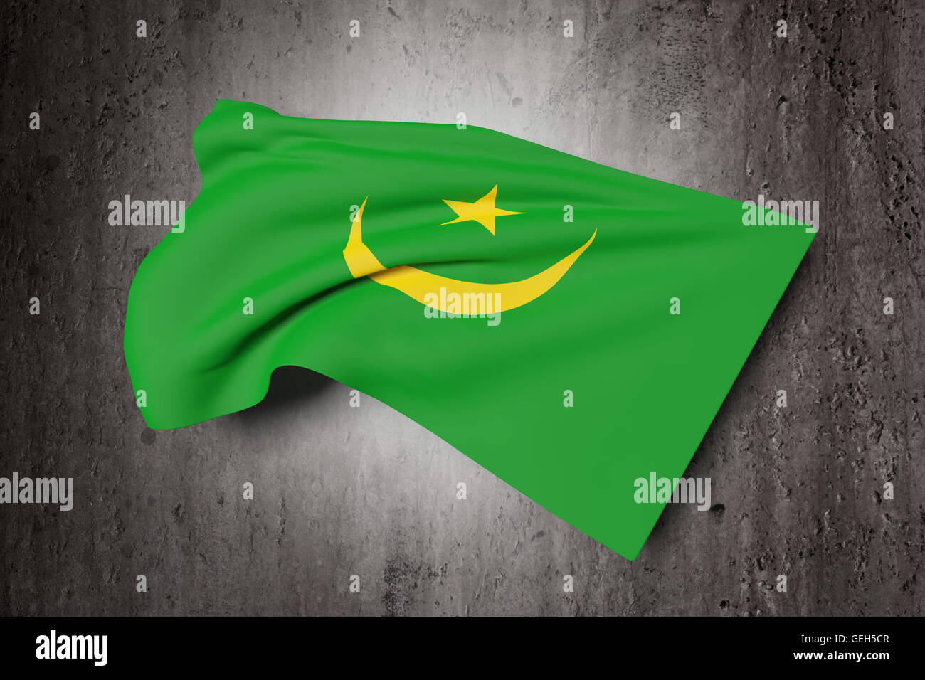 3d rendering of Mauritania flag waving on a dirty background Stock ...