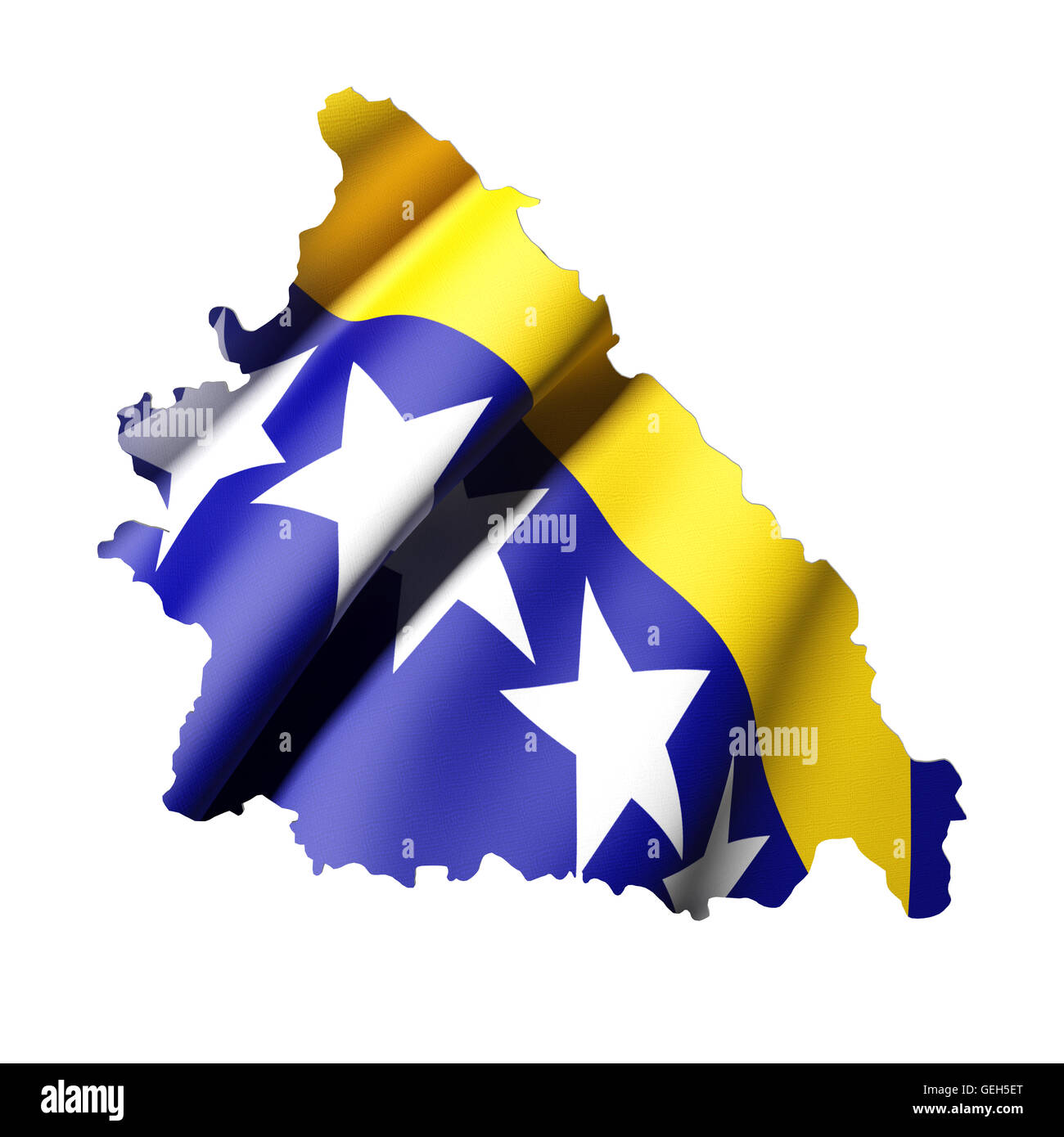 3d rendering of Bosnia and Herzegovina map and flag on white background ...