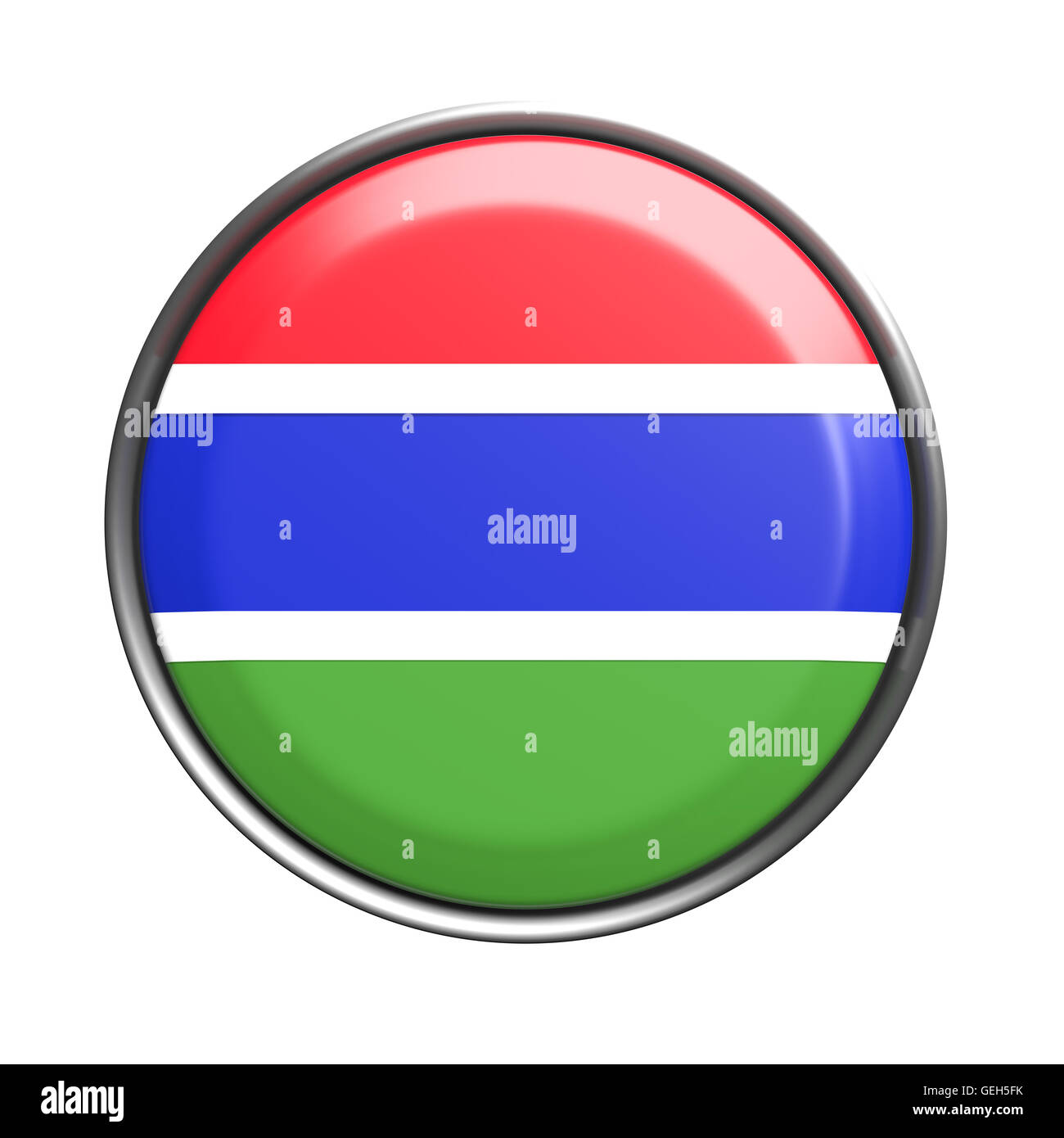 3d rendering of Gambia button with flag on white background Stock Photo ...