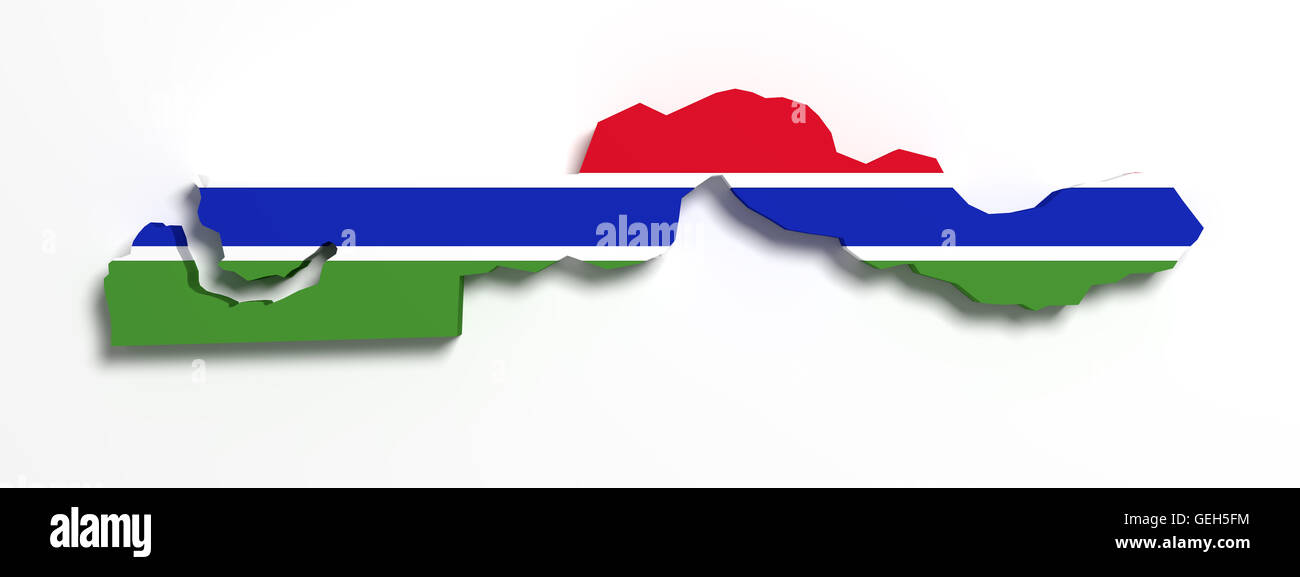 3d rendering of Gambia map and flag on white background Stock Photo - Alamy