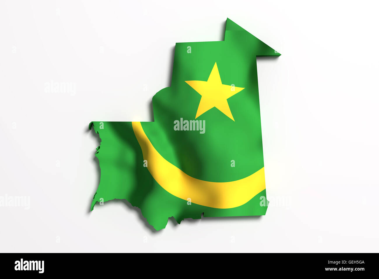 3d rendering of Mauritania map and flag on white background Stock Photo ...