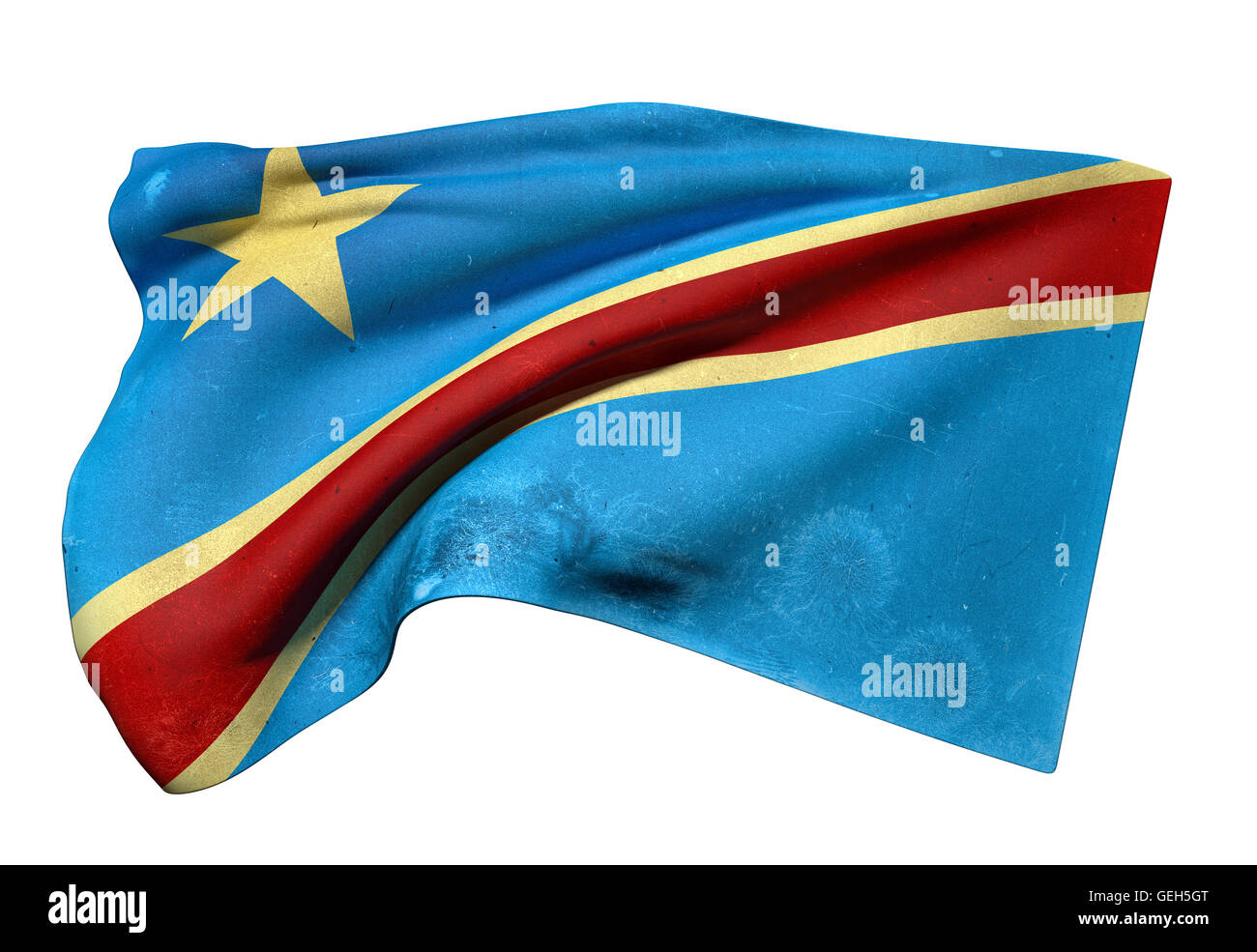 3d rendering of an old and dirty Democratic Republic of Congo flag ...