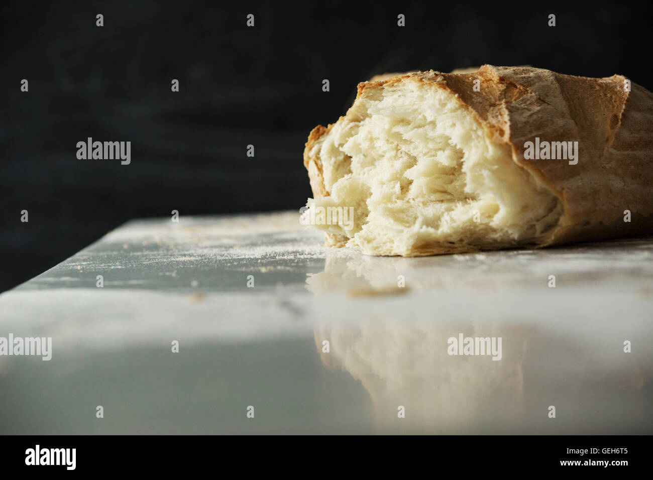 Close up of a freshly baked loaf of bread. Stock Photo