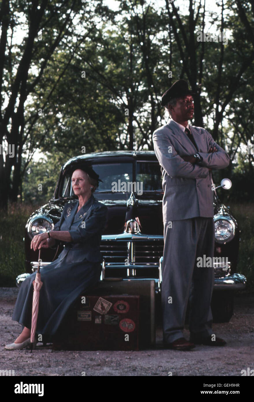 Jessica Tandy, Morgan Freeman Wo sie nur kann, schikaniert Miss Daisy (Jessica Tandy) ihren Chauffeur Hoke (Morgan Freeman).  *** Local Caption *** 1989, Driving Miss Daisy, Miss Daisy Und Ihr Chauffeur Stock Photo