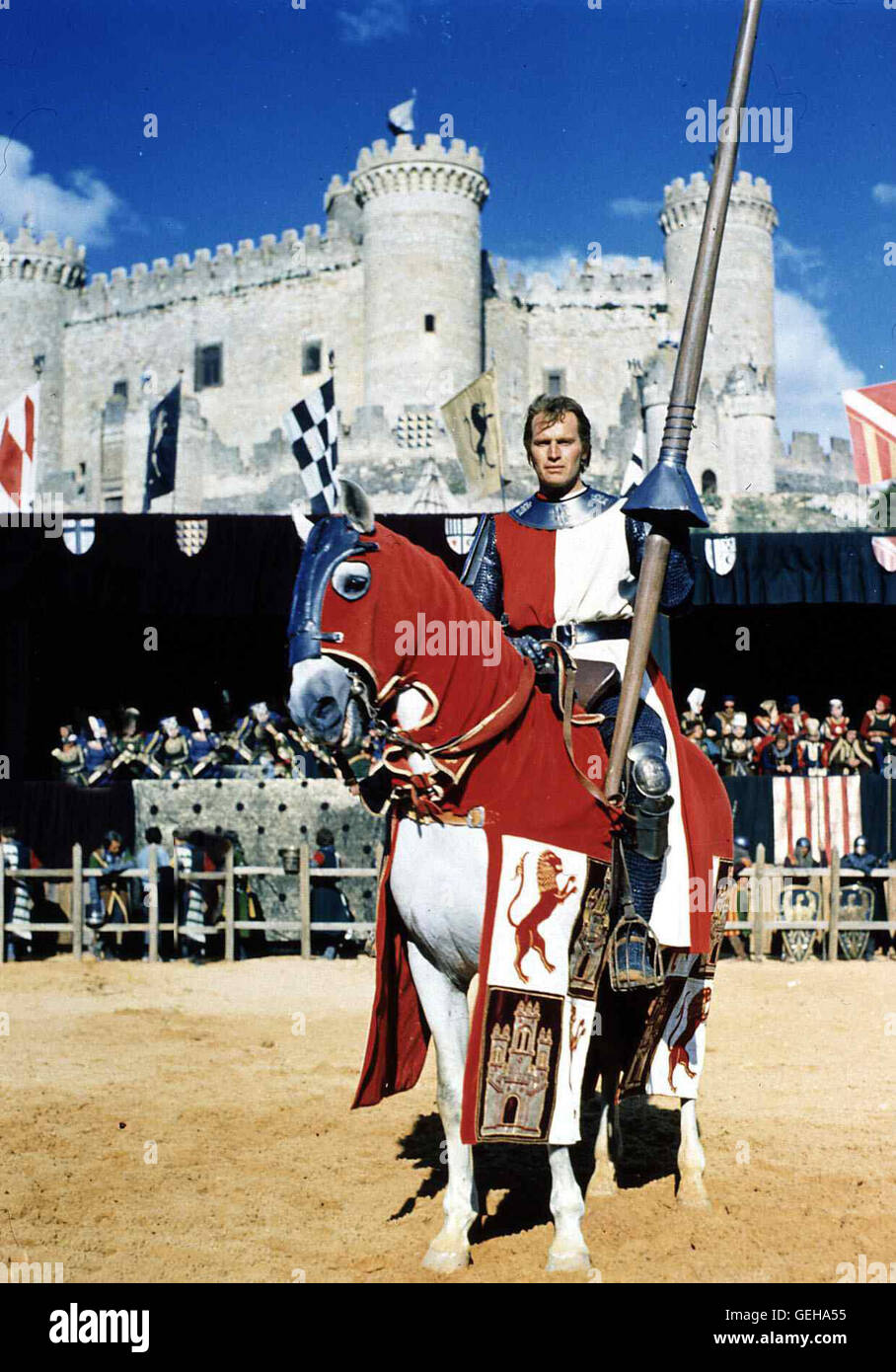 El Cid (Charlton Heston) *** Local Caption *** 1961, 1960er, 1960s, El Cid, Film, Joust, Knight, Ritter, Turnier, El Cid Stock Photo