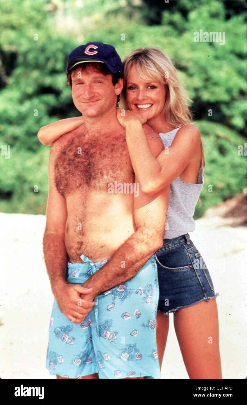 Robin Williams, Twiggy   Jack Moniker (Robin Williams) hat sein Herz an die schoene Leslie Hornby (Twiggy) verloren. *** Local Caption *** 1986, Club Paradise, Club Paradise Stock Photo