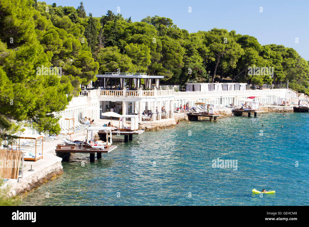 STARI GRAD, CROATIA - JULY 1, 2014: Unidentified people at Stari Grad on Hvar island, Croatia. Stari Grad (Pharos) is the oldest Stock Photo