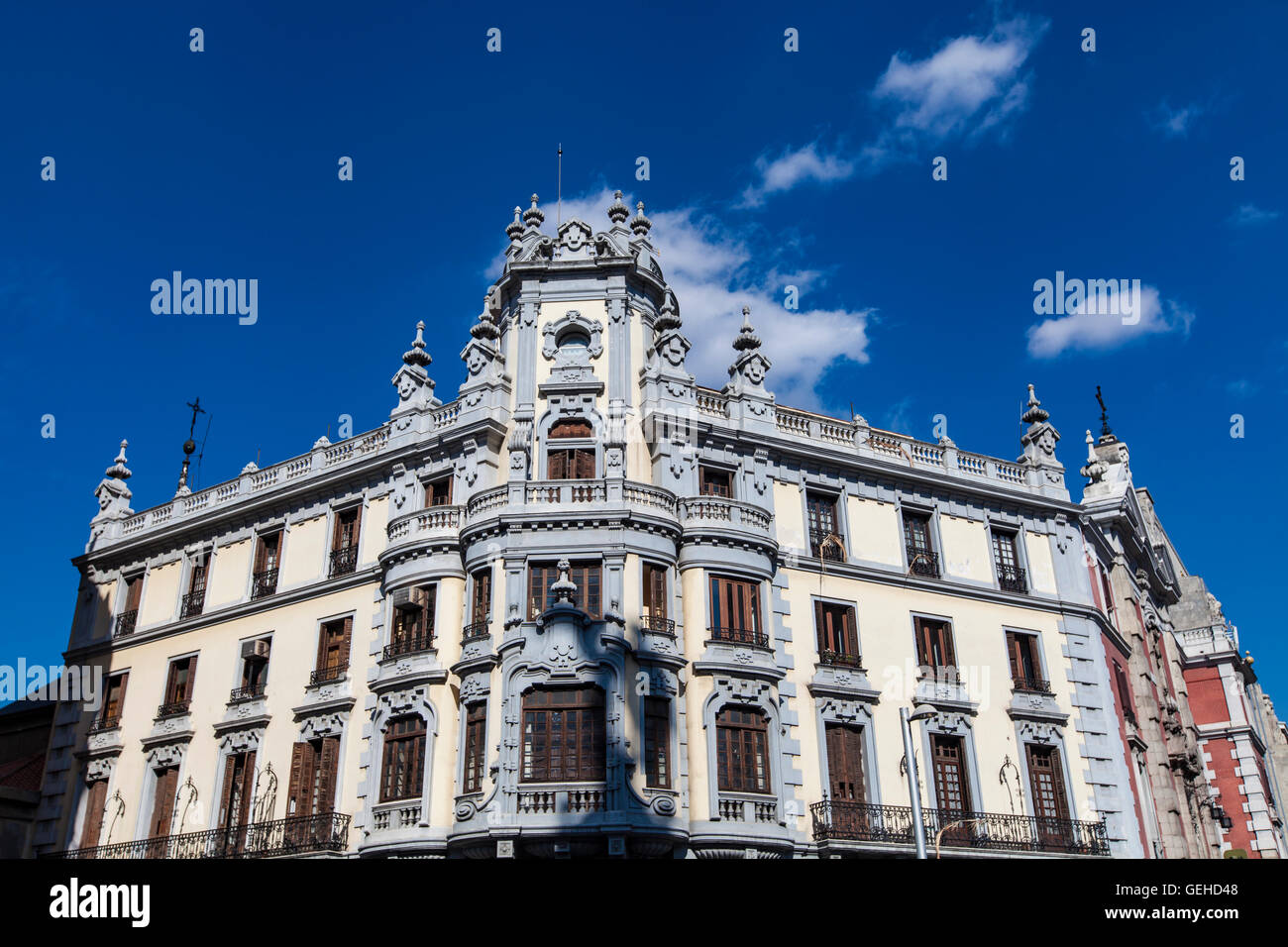 MADRID, SPAIN- MARCH 16, 2016: Gran Vía is an ornate and upscale shopping street located in central Madrid. Street is known as t Stock Photo