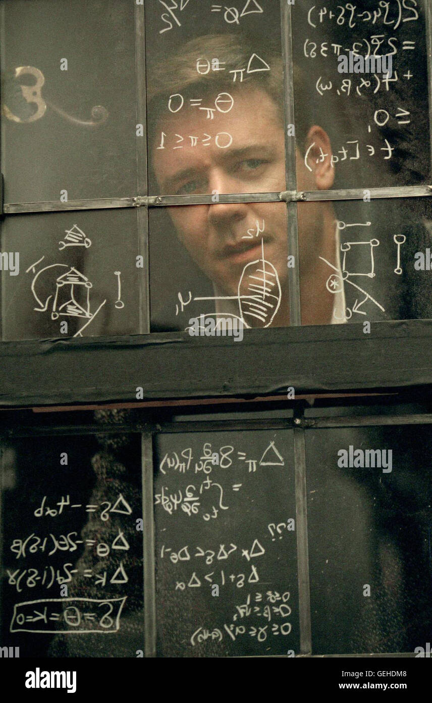 Russell Crowe John Forbes Nash Jr. (Russell Crowe) ist ein Mathematikgenie. *** Local Caption *** 2001, Beautiful Mind, A, A Beautiful Mind Stock Photo