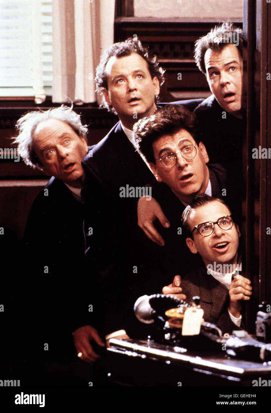 ?, Bill Murray, Dan Aykroyd, Harold Ramis (m), Rick Moranis (v)   Die Ghostbusters am Werk. *** Local Caption *** 1989, Ghostbusters Ii., Ghostbusters 2 Stock Photo