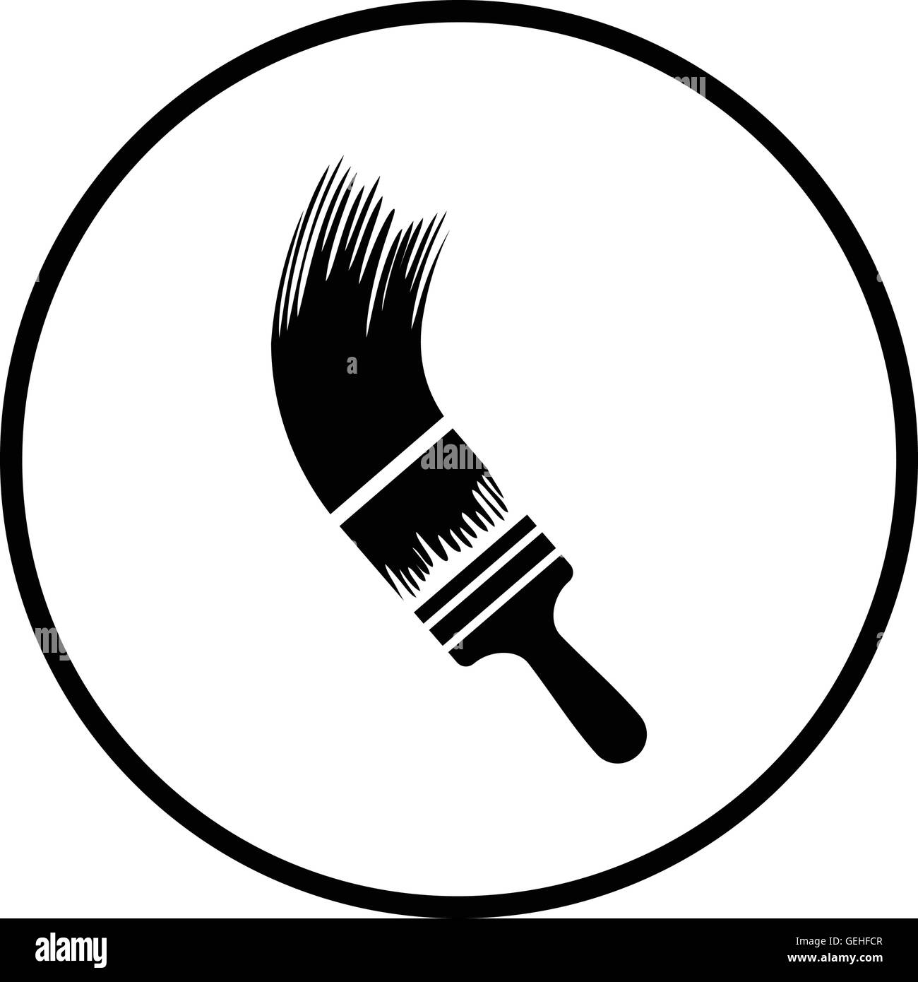 Paint brush icon. Thin circle design. Vector illustration Stock Vector