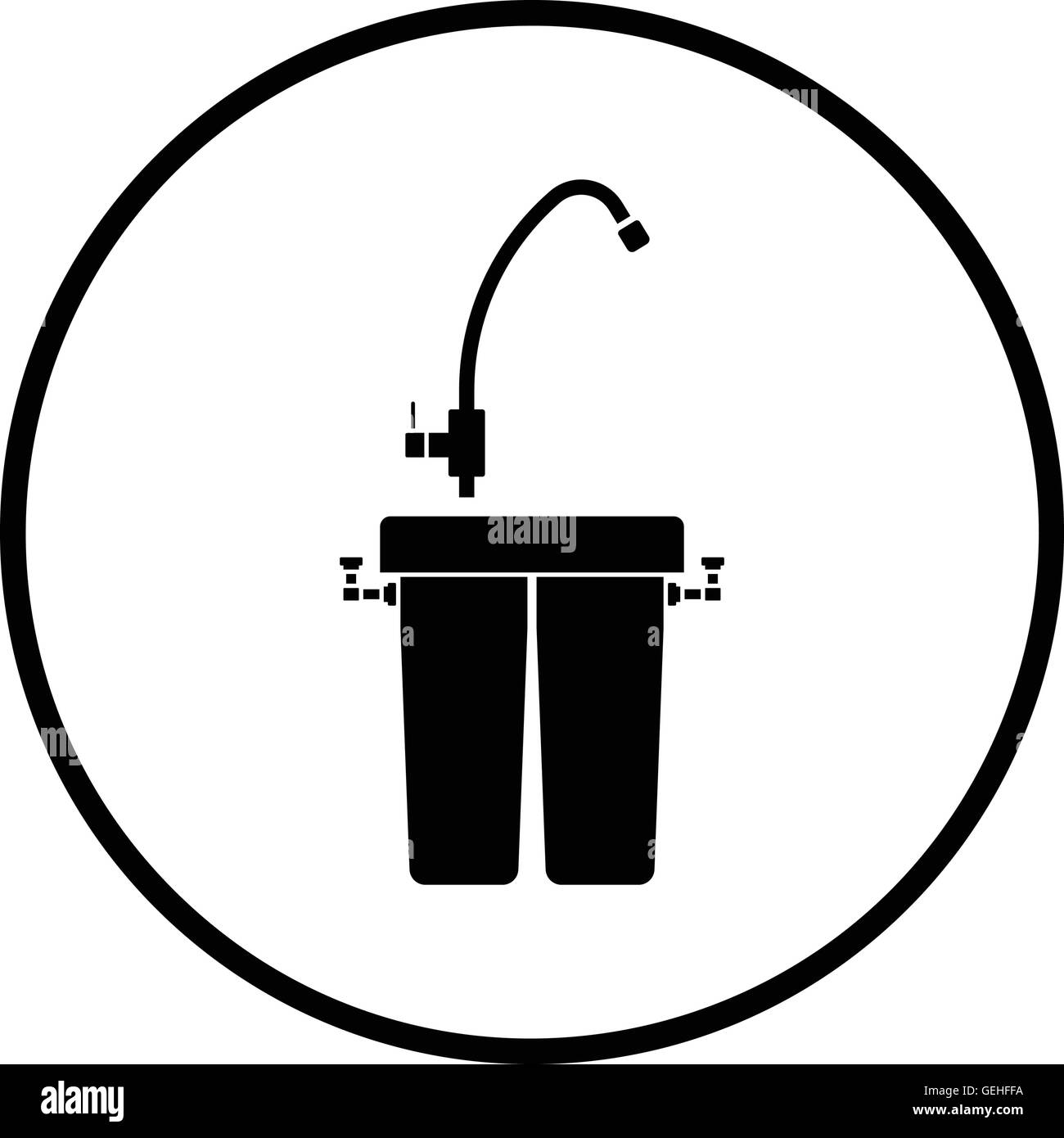 Water filter icon. Thin circle design. Vector illustration. Stock Vector