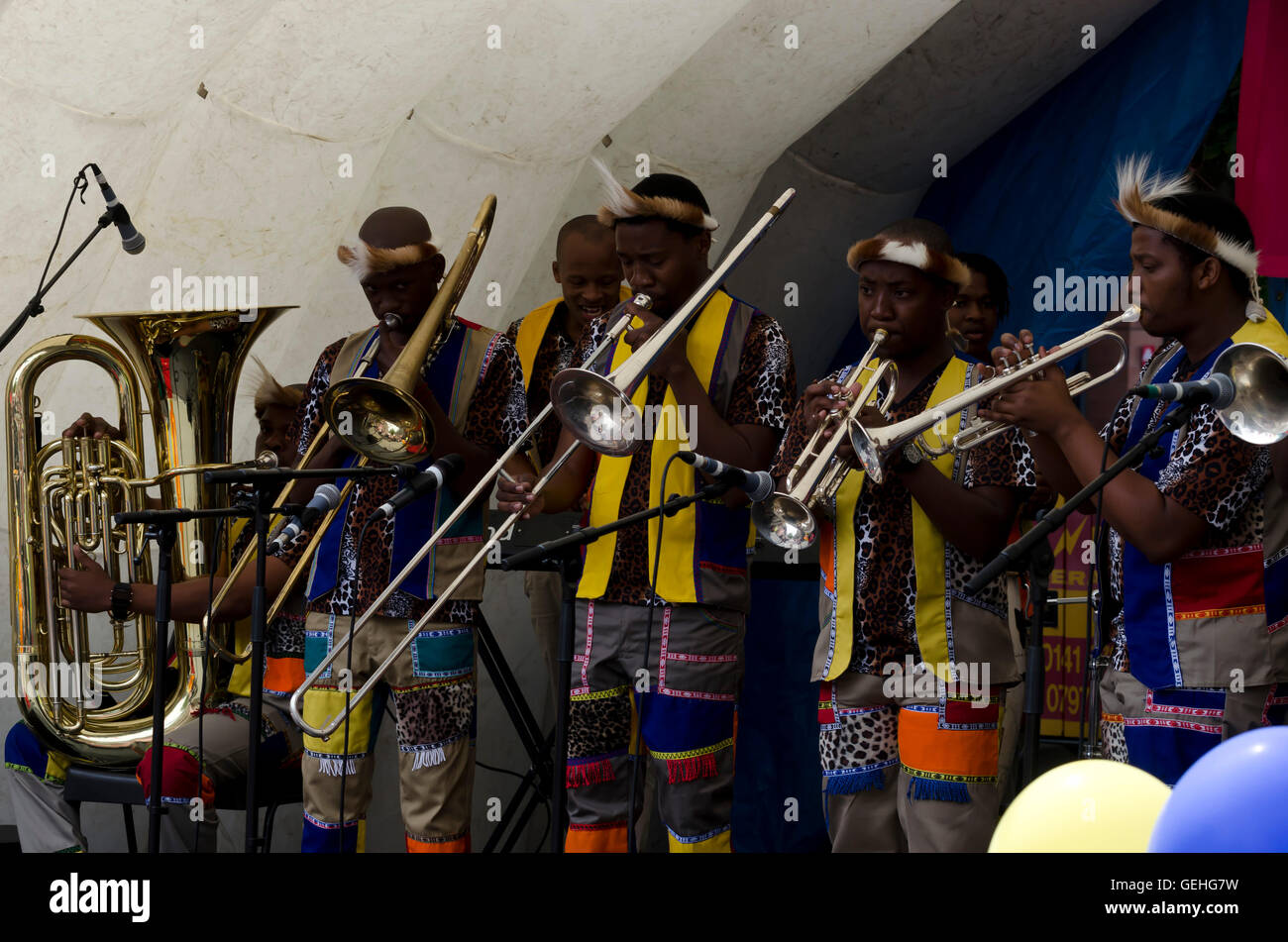 The Durban Music School band performing at the Mardi Gras, part of the Edinburgh Jazz Festival. Stock Photo