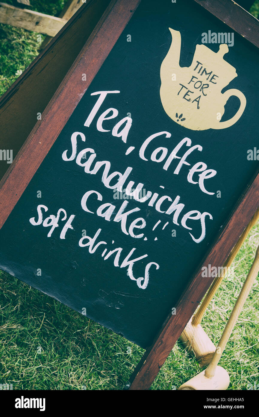 Time for tea cafe stall sign at the Thames Traditional Boat Festival, Fawley Meadows, Henley On Thames, Oxfordshire, England Stock Photo