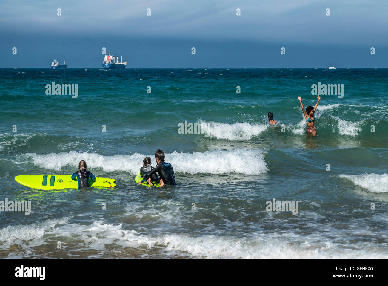 Surfer Sardinero beach Santander Cantabria Spain Stock Photo