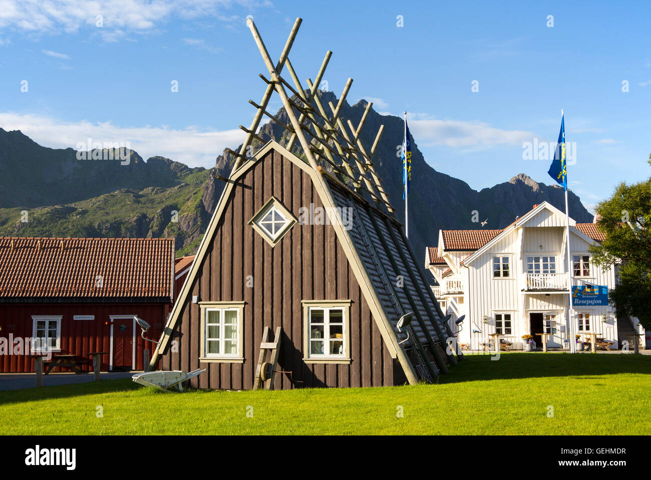 Traditional building style at Scandic Hotel, Svolvaer, Lofoten Islands, Nordland, Norway Stock Photo