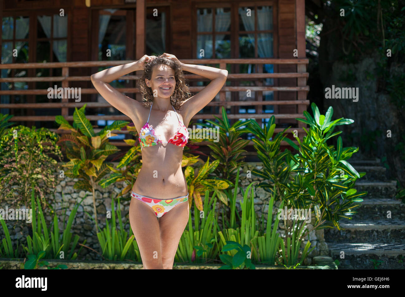 Blurred bikini girl tropical beach hi-res stock photography and images -  Alamy