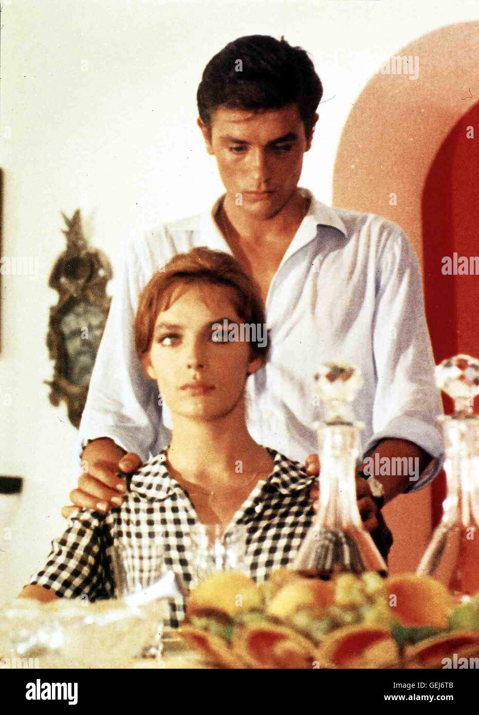 Marie Laforet and Alain Delon on the set of Plein Soleil. News Photo -  Getty Images