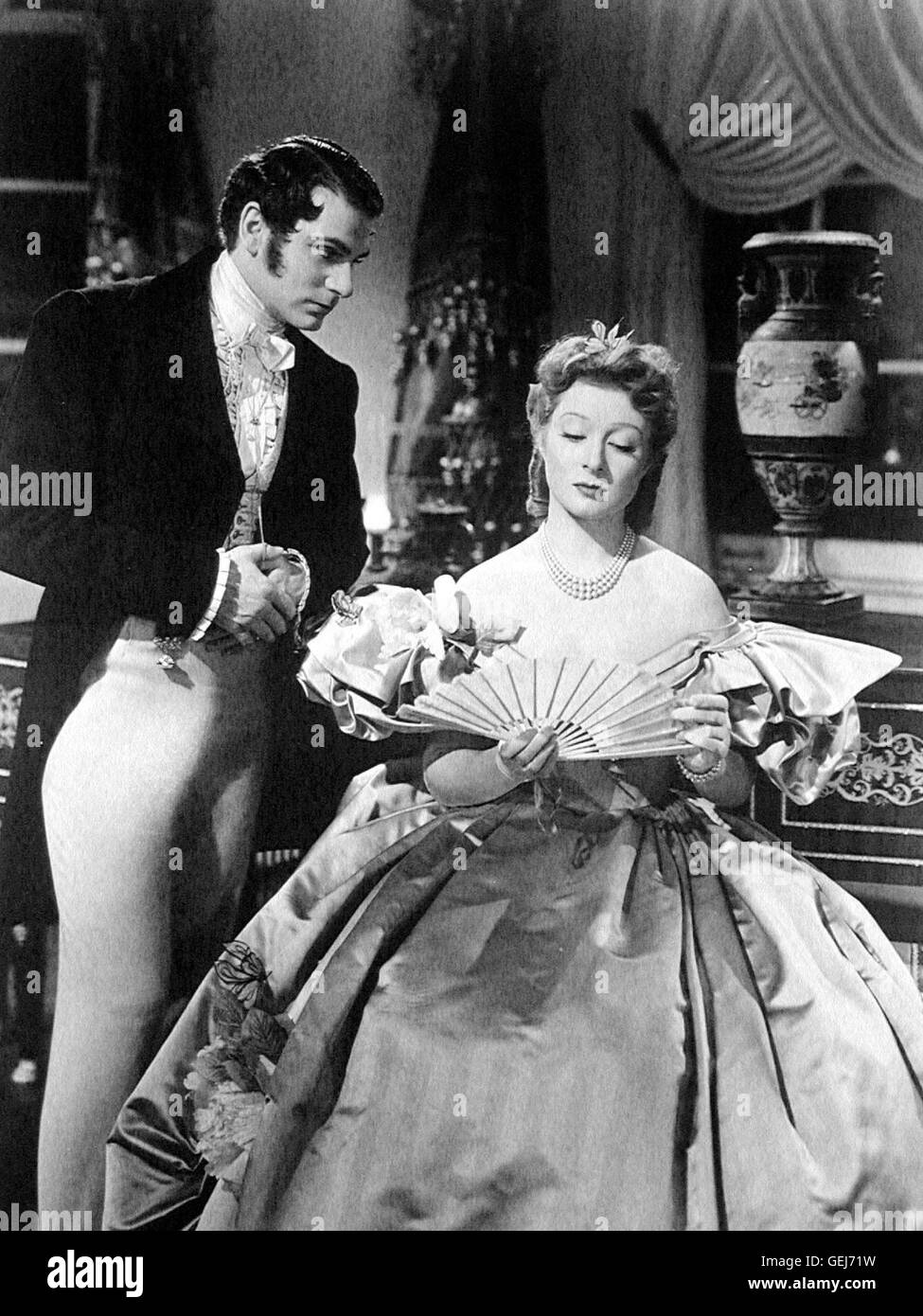 Mr. Darcy (Laurence Olivier), Elizabeth Bennet (Greer Garson) *** Local Caption *** 1940, Pride And Prejudice, Stolz und Vorurteil Stock Photo
