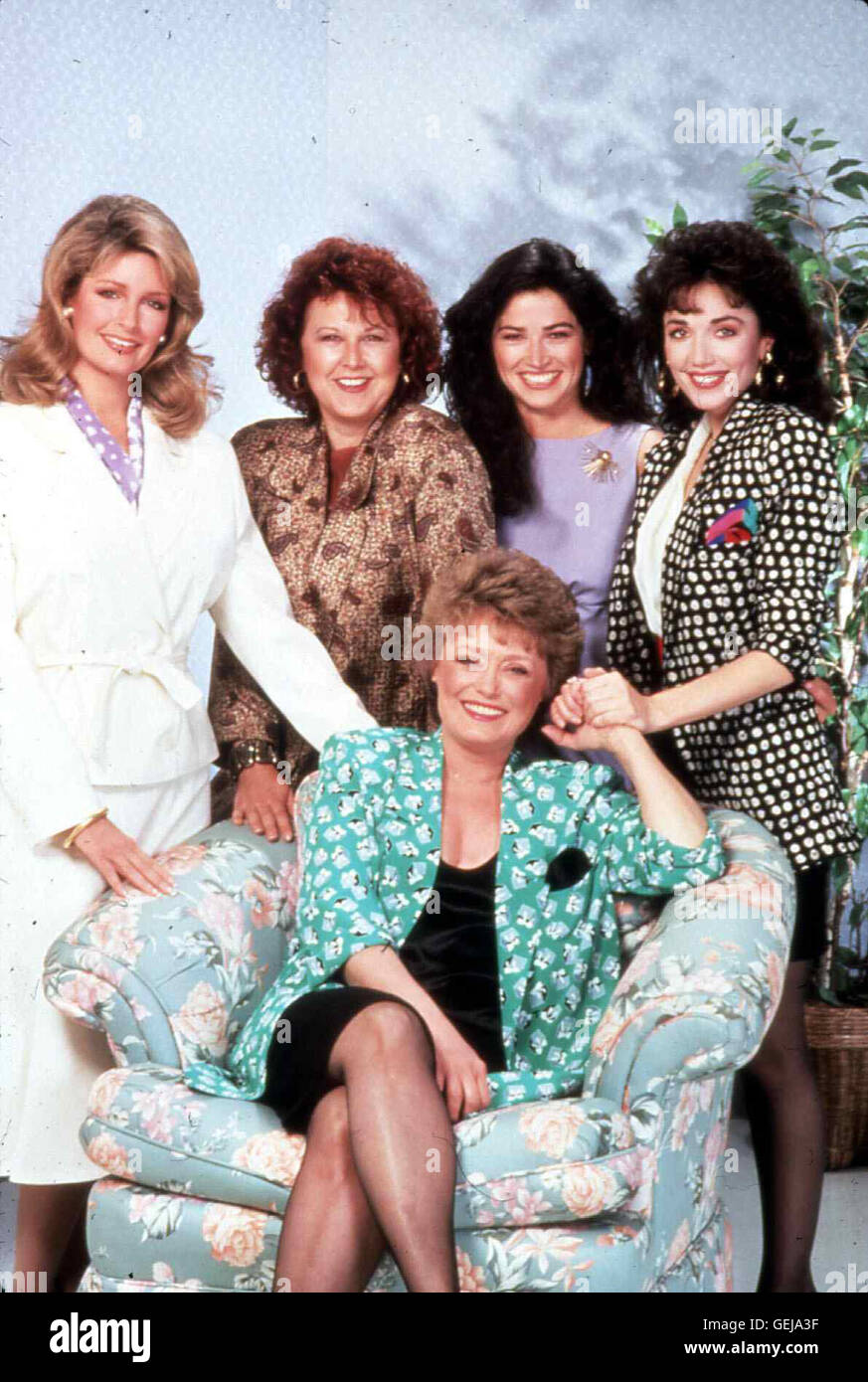 Lilah Page (Rue McClanahan, v), V.l.n.r.: Nell Page (Deidre Hall), Courtney Page (Susan Ruttan), Evan Page (Kim Delaney), Jess Page (Stefanie Kramer) *** Local Caption *** 1988, Take My Daughters, Please, Mutter Geht Auf Maennerjagd Stock Photo