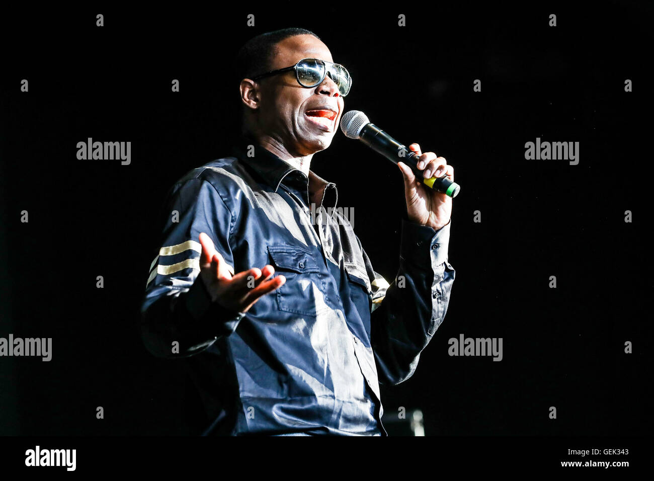 Raleigh, North Carolina, USA. 23rd July, 2016. Doug E Fresh Performs at the Coastal Carolina Music Park at Walnut Creek in Raleigh, North Carolina. Douglas E. Davis (born September 17, 1966), better known by the stage name Doug E. Fresh, is a Barbadian born American rapper, record producer, and beat boxer, also known as the Human Beat Box. © Andy Martin Jr./ZUMA Wire/Alamy Live News Stock Photo