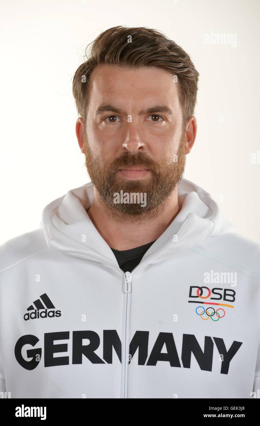 Marco Diaz poses at a photocall during the preparations for the Olympic
