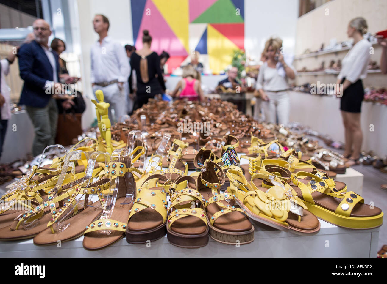Duesseldorf, Germany. 26th July, 2016. Sandals of the manufacturer 'Inuovo'  can be seen at the shoe fair GDS in Duesseldorf, Germany, 26 July 2016.  PHOTO: MAJA HITIJ/dpa/Alamy Live News Stock Photo - Alamy