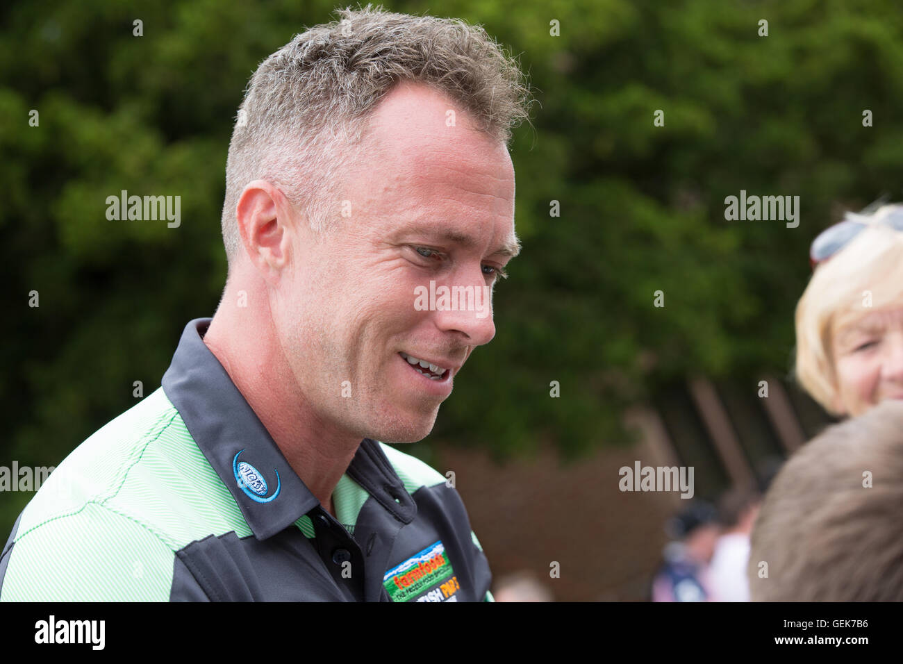 Warwickshire, UK. 26th July, 2016. Farm Foods British Par 3 Championship at Nailcote Hall in Warwickshire. James Jordan signing autographs for the fans. Credit:  steven roe/Alamy Live News Stock Photo